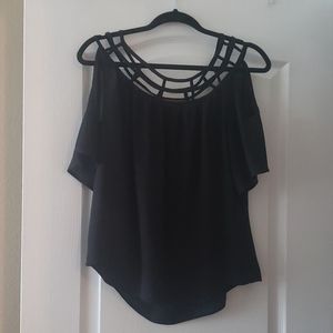 Womens Black Cold Shoulder Blouse